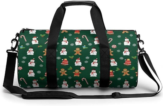 Beach Swim Bags Green Gingerbread Men Women Duffle Bag Foldable Gym Bag Lightweight Travel Sports Bags for Men and Women