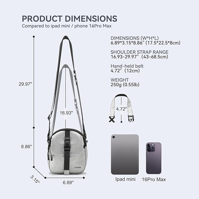 chitobae Lightweight Crossbody Bags for Women,Waterproof Anti-thief Handbags,Shoulder Purse for Travel Shopping