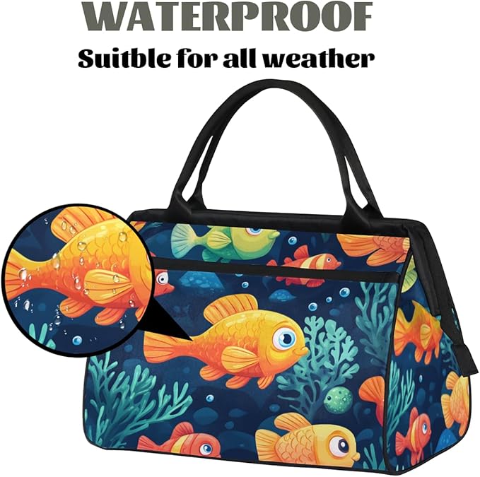 Clown Fish Overnight Weekender Bag for Women Men Travel Duffel Bags Waterproof Luggage Carry on Sports Yoga Gym Bag