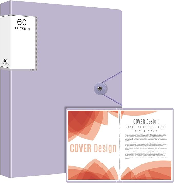 Art Binder, Presentation Book with Clear Sleeves, 60 Pocket Folder with Plastic Sleeves, Presentation Folders for Artwork Document Organizer
