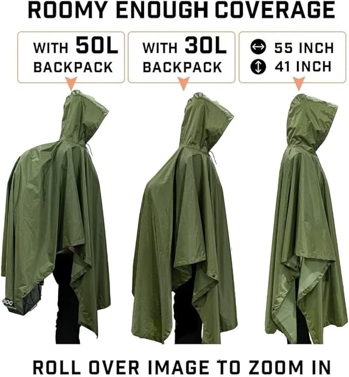 LOOGU Camo Rain Poncho with Hood Waterproof Lightweight Raincoat Rain Gear Men Women Outdoor Camping Hunting Hiking Fishing