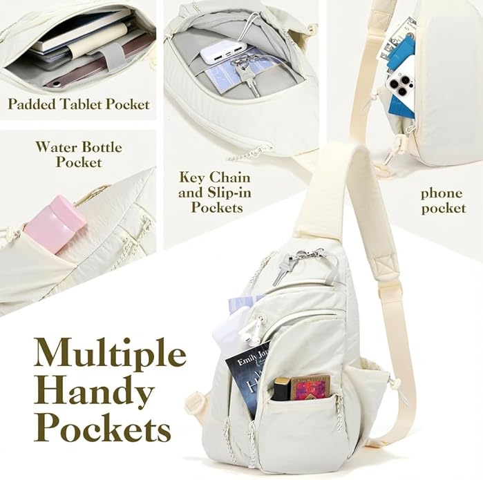 Sling Bag for Women, Anti-Theft RFID Nylon Crossbody Purse with Adjustable Strap for Travel & Shopping