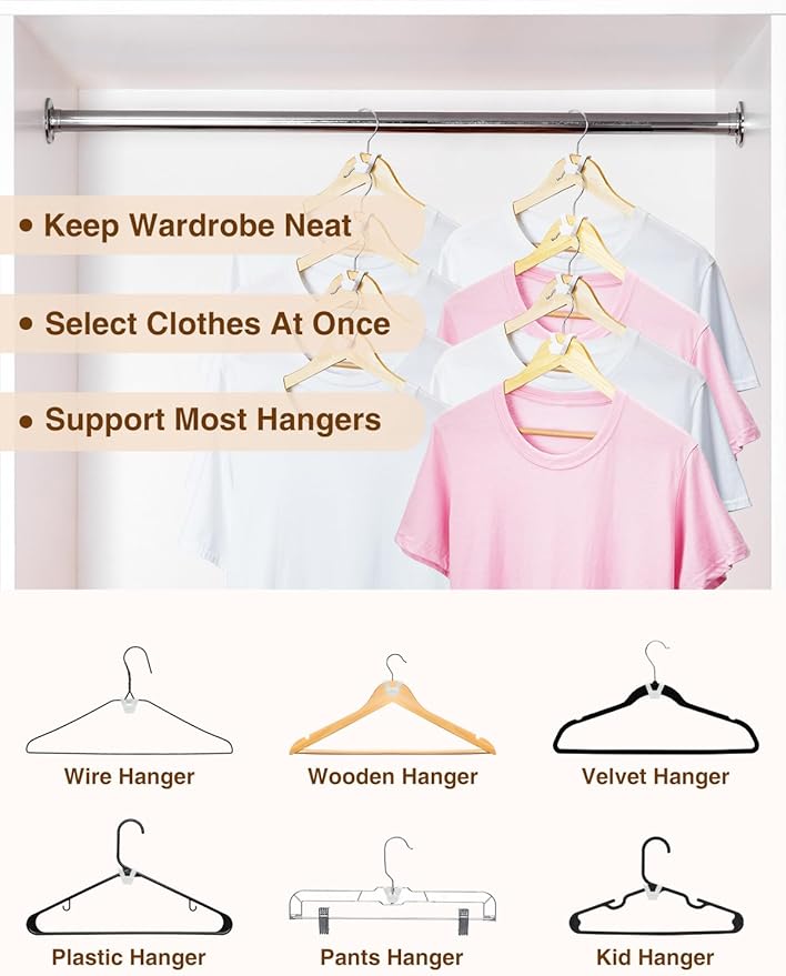 Smartor Clothes Hanger Connector Hooks 120 Pack, Closet Storage and Organization as Hangers Space Saving, Hanger Add on Hook as Closet Organizer, Stacking Hangers, Cascading Space Saver, White