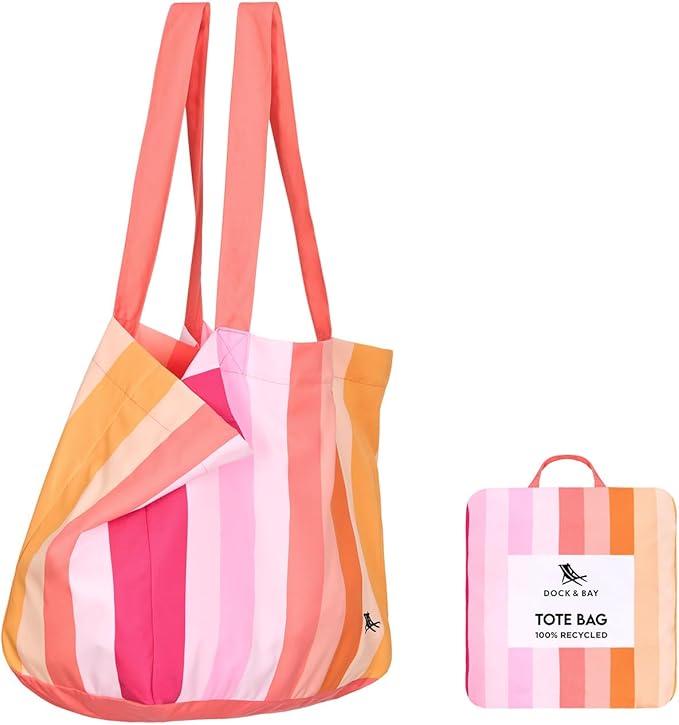 Dock & Bay Everyday Beach Tote Bag - Reusable Carrier Bag for Daily Use - Carries Up to 10kg - 100% Recycled Materials