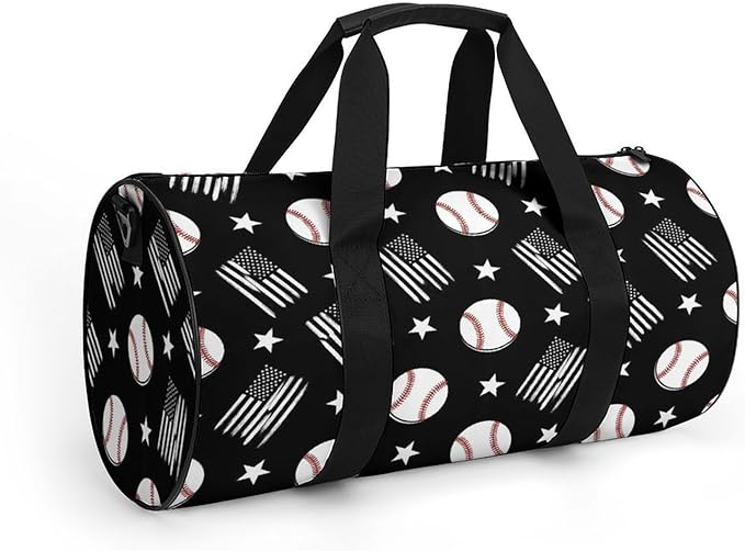 Workout Lightweight Duffel Bags Baseball Black And White American Flag Basketball Football Weekender Bag Foldable Gym Travel Bags for Men Women