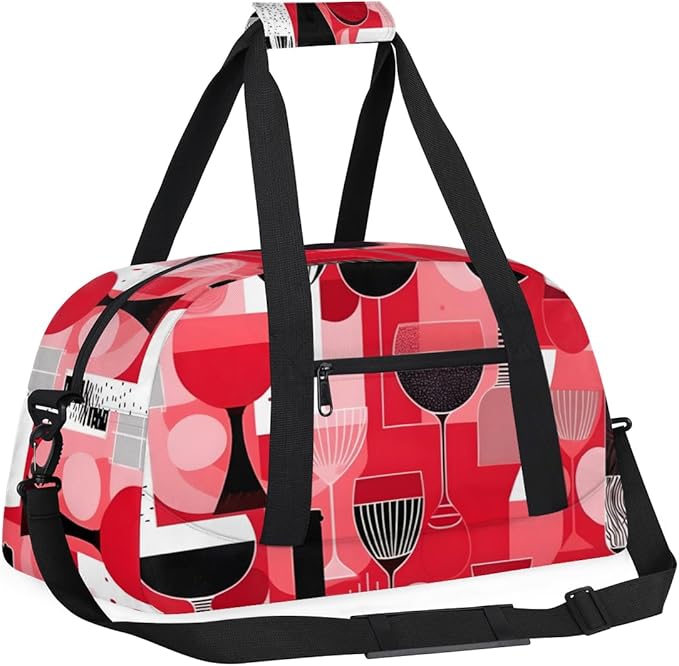 Abstract Red Wine Glass Kids-Duffel-Bags Gymnastics Dance Bag Carry-On Overnight Travel Gym Lightweight Dance Sports Bags For Girls Boys Kids，