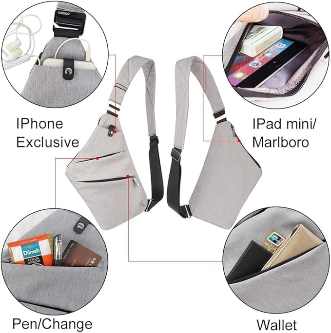 Lightweight Sling Bag, Anti Theft Crossbody Bags for Women Men Casual Shoulder Crossbody Sport Travel Hiking Bag