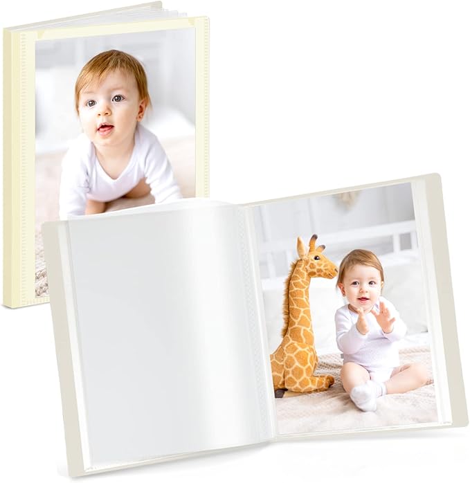 CRANBURY Small Photo Album 4x6 (Ivory), 2-Pack 4 x 6 Photo Book, 24 Pockets Shows 48 Pictures, Mini Plastic Picture Album Binder with Customizable Cover