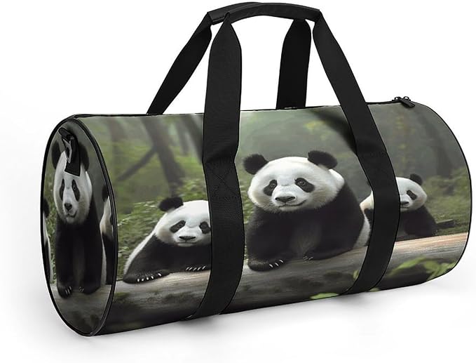 Sports Gym Bag for Women Men Travel Duffel Bag Tote Weekender Bag Cute Panda Carry on Overnight Bag for Travel Swimming Fitness Workout Sports Duffle Bag