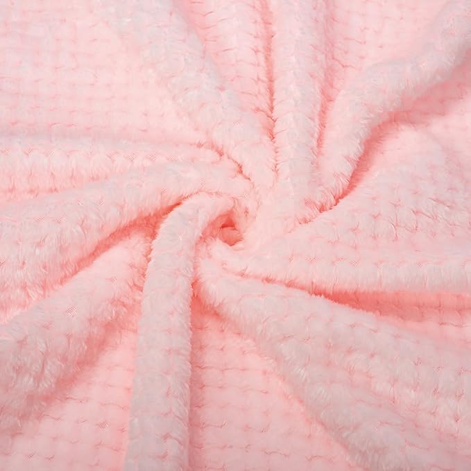 Fuzzy Blanket or Fluffy Blanket for Baby, Soft Warm Cozy Coral Fleece Toddler, Infant or Newborn Receiving Blanket for Crib, Stroller, Travel, Decorative, 30”×40”, Baby Pink+Lavender