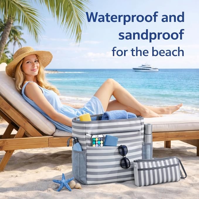 Waterproof Foldable Tote Bag for Travel – Large Carry-On with Zipper Pocket for Beach, Gym, Airplane & Weekend Trips
