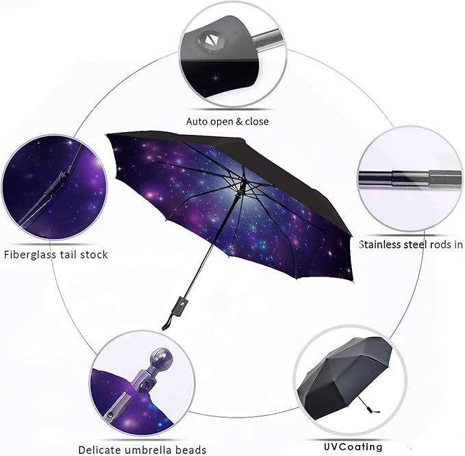 MRTLLOA 42/49 Inch Compact Travel Essentials Umbrella for Rain, Lightweight, Portable, Automatic, Strong, Waterproof Folding Umbrellas for Women, Men and Teenagers
