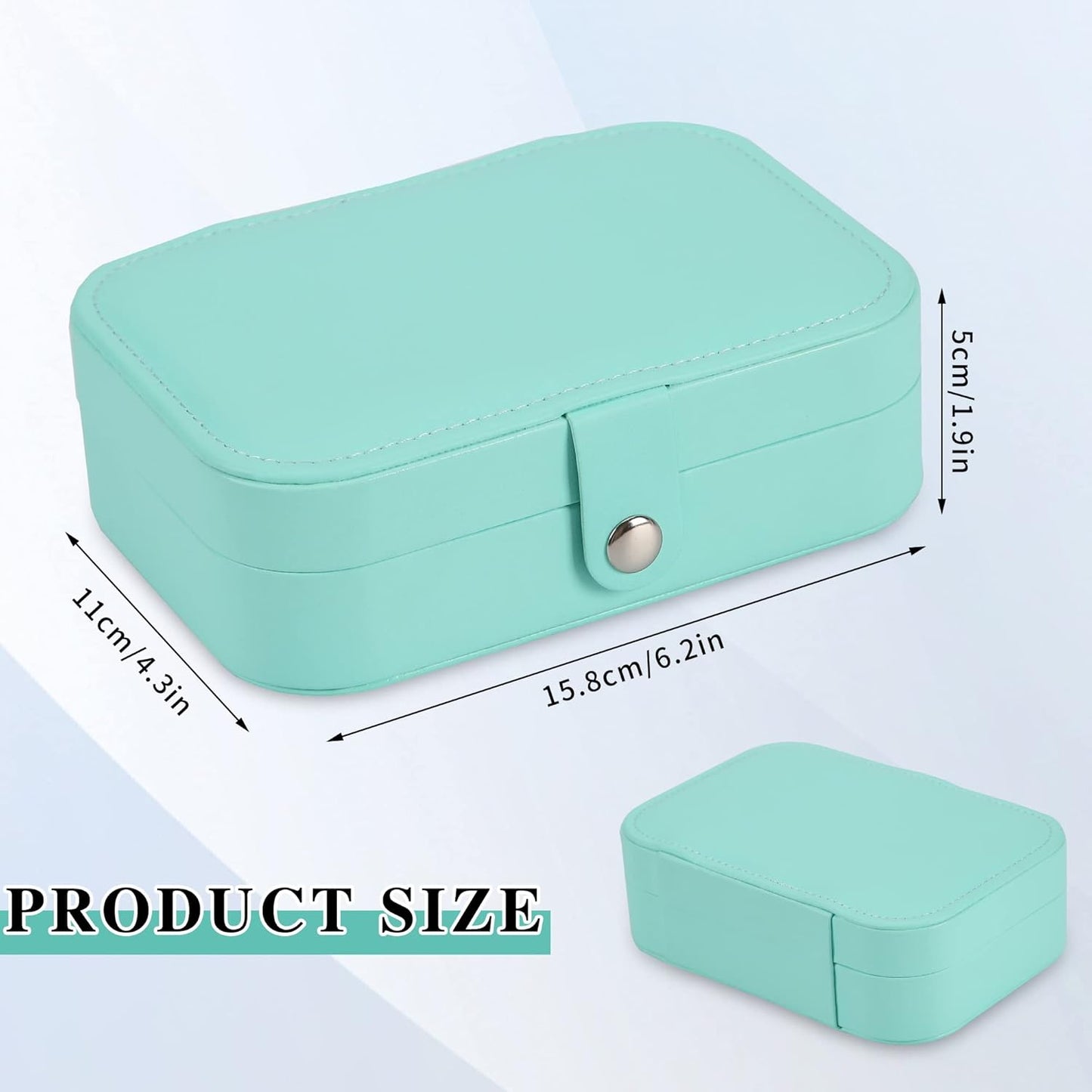 Travel Jewelry Box, PU leather Small Jewelry Organizer For Female Girls, double layer portable mini travel case for storing earrings, rings, necklaces.(Green)