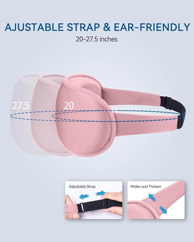 Weighted Eye Mask 2 Pack - 3D Contoured Sleep Masks for Women Men, Blackout Sleeping Eye Mask for Travel, Meditation, Airplane, Memory Foam, Adjustable Strap Pink Black