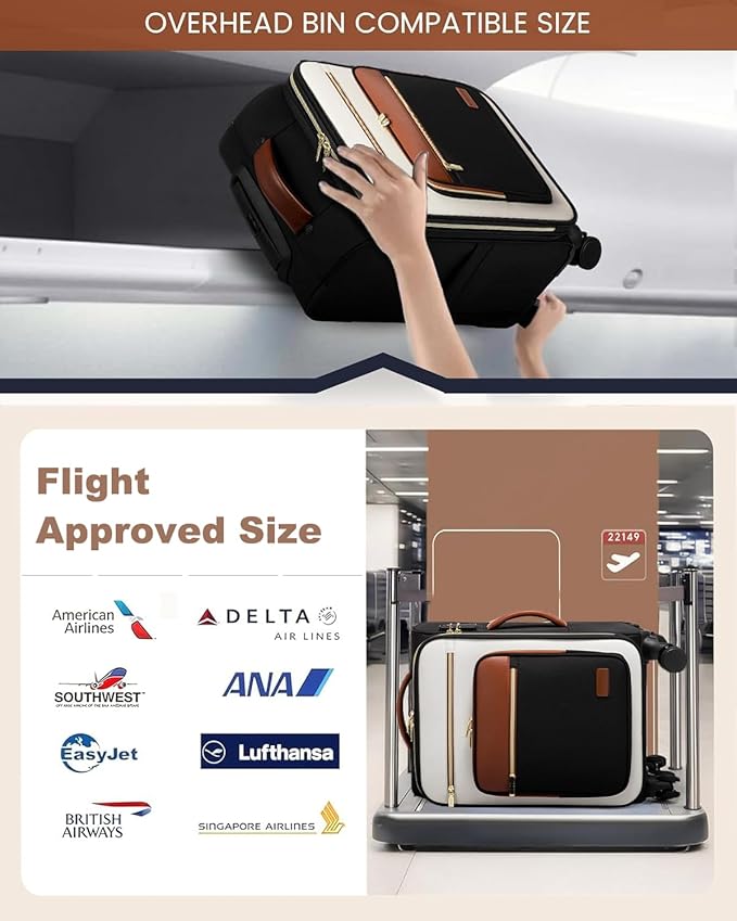 LOVEVOOK Carry on Suitcase 22x14x9 Airline Approved,20 inch Lightweight Waterproof Suitcases with 360° silent swivel wheels, TSA Lock and Compartment, travel Suitcase Black-violet-indigo-Purple