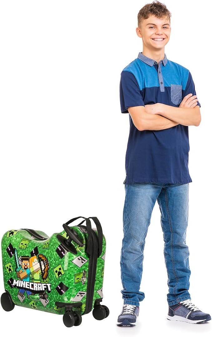 Bioworld Minecraft Steve & Alex Green 15" Ride-On Luggage