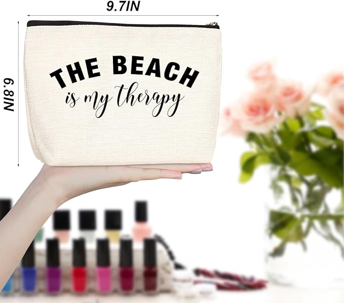 4PCS Beach Vacation Essentials Makeup Bag, Cute Cosmetic Bags for Women, Beach Accessories Travel Toiletry Bag Girls Trip Girls Weekend Gifts for Women Summer Vacation Christmas Birthday