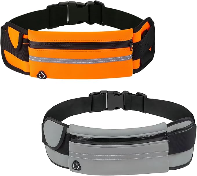Anti-Theft Invisible Waist Bag, Anti-Theft Money Belt Multifunctional Outdoor Sports Waist Bag for Sports, Travel & Daily Use (Orange+Grey)