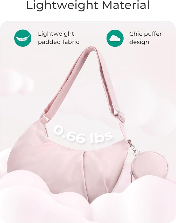 BAGSMART Lightweight Crossbody Bags for Women, Quilted Puffer Shoulder HandBags with Adjustable Strap for Travel