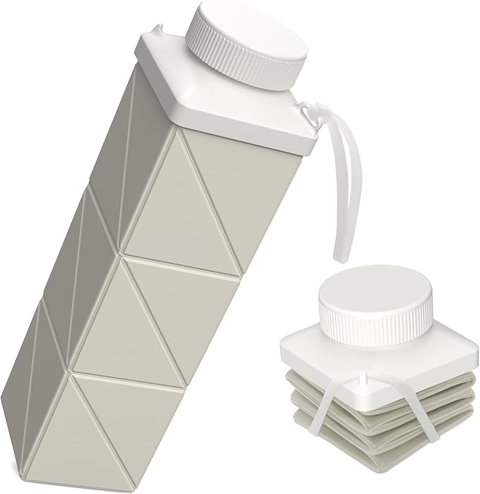 Collapsible Water Bottles 24.3oz, Foldable Travel Water Bottle, Portable & Lightweight, Leakproof & Reusable for Traveling Camping Hiking Yoga Sports Outdoor School Office, 1 Pack, Starlight