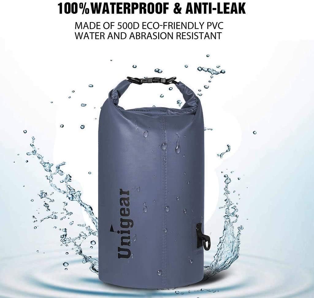 Unigear Dry Bag Waterproof, 2L/5L/10L/20L/30L/40L Floating and Lightweight Bags for Kayaking, Boating, Fishing, Swimming and Camping with Waterproof Phone Case