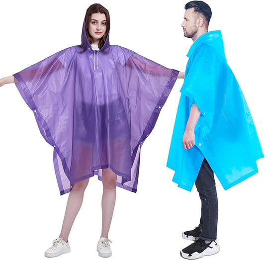 HLKZONE Rain Ponchos for Adults, [Pack of 2] Portable EVA Rain Coat Rain Jacket Reusable Raincoats with Drawstring Hood