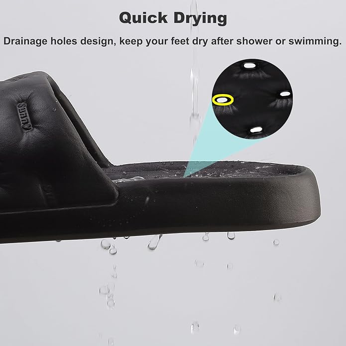 Shower Shoes for Women and Men Quick Drying Non-Slip Pool Slides Comfortable College Dorm Slippers Lightweight Beach Sandals with Drain Holes