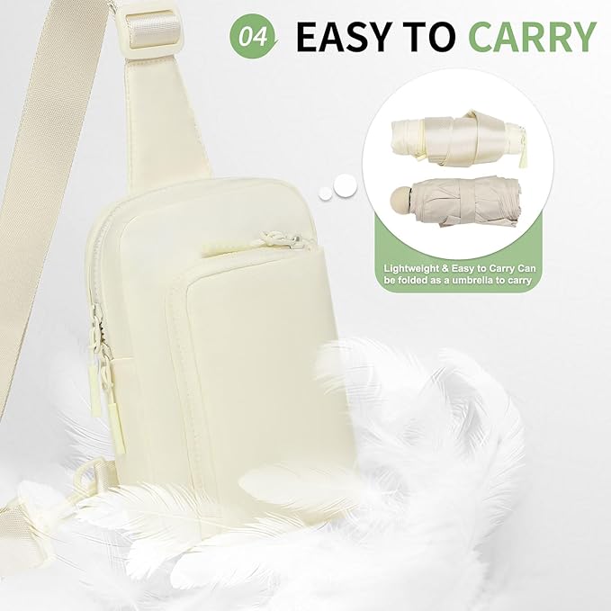 Mini Sling Bag for Men Women, Small Travel Fanny Packs Crossbody Anti Theft Reversible Nylon Chest Bag for Running Hiking (Beige)