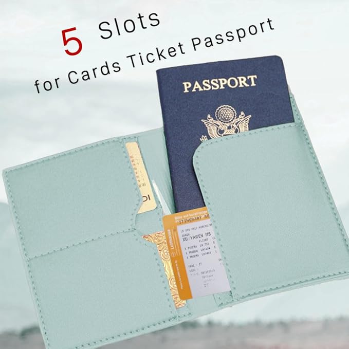 COSHAYSOO Green Passport Cover and Luggage Tag Set for Kids Teen Girls Women with Her Initial Letter, Fashionable Travel Bag Backpack Suitcase Identifier Gifts Teal L