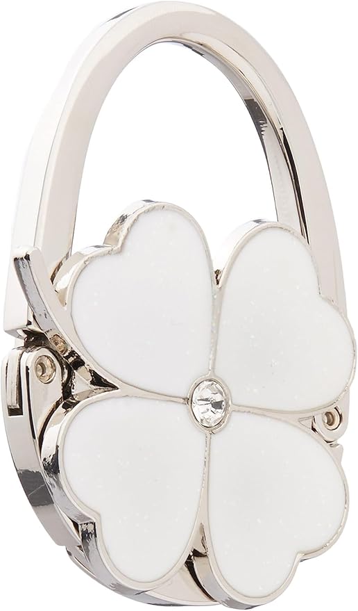Clover Design Foldable Handbag Hanger Folding Purse Table Hook Holder(White)