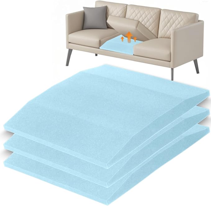 20"x20"Couch Cushion Support for Sagging Seat, Trapezoid 40D Density Foam Couch,Sofa Cushion Support Replacement for Furniture Sagging, Blue (3PCS)