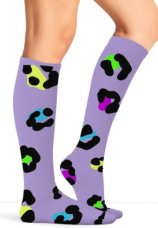 Cherokee Women's 10-15mmHg Compression Socks – Fun Print Knee Highs with Light Support, Soft Feel - PRINTSUPPORT