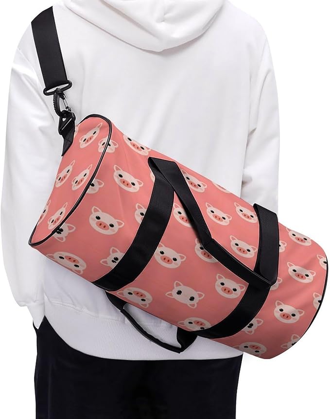 Workout Lightweight Duffel Bags Cute Pig Face Vintage Durable Travel Gym Sports Bag Carry On Weekender Overnight Bag