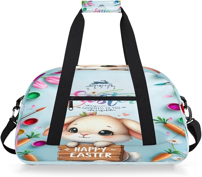 Travel Duffle Bag for travel duffle bag sports Girls Boys Kids Cute Easter Rabbit Lightweight Overnight Sleepover Weekender Bags Small Dance Gym Sport Bag Teens Carry-On Size Workout Bag