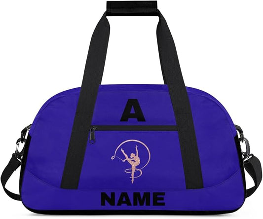 Personalize-Kids-Sports-Duffel-Bags With Custom Name Text Carry-On Overnight Travel Gym Lightweight Dance Pattern Sports Bags For Girls Boys Kids,Blue 4