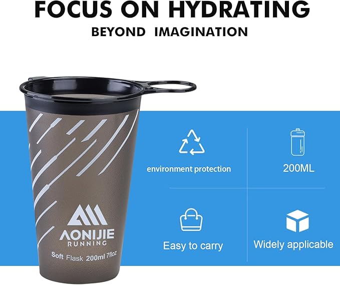 AONIJIE Collapsible Cup 200ml – Foldable Hiking Cup, Ultra Portable Soft Cup for Trail Running, Camping & Travel, Silicone Water Cup for Outdoor Hydration - Grey