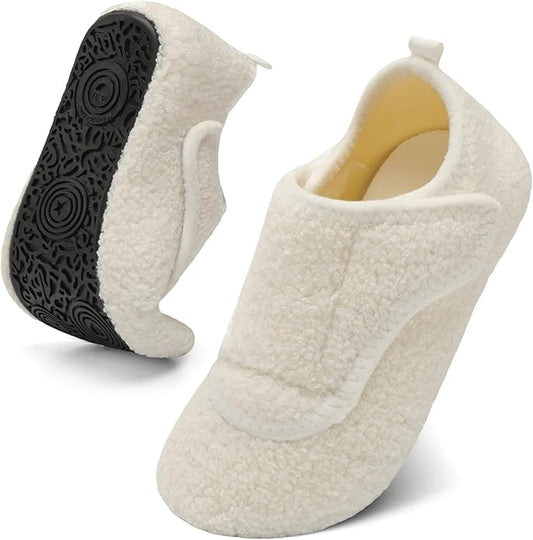 BARERUN Slippers for Women Men Wide House Diabetic Shoes for Women Men Warm Arthritis Edema Swollen Neuropathy Socks Slip on Adjustable Fuzzy Comfy Soft Womens Mens Bedroom Sliipers