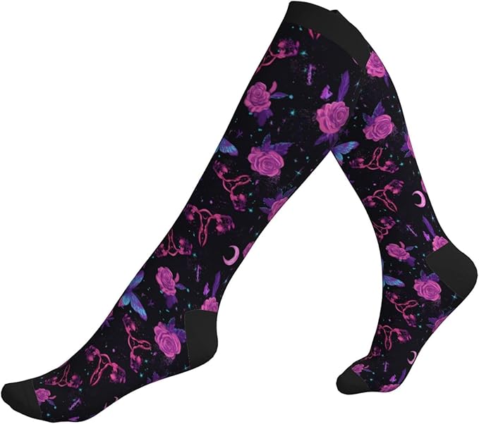 Compression Socks Knee High Circulation Support Socks For Women Men Athletic Running Work Hiking Cycling Travel