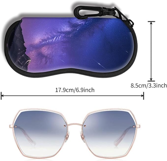 Hion Sunglasses Soft Case Ultra Light Neoprene Zipper Eyeglass Case With Belt Clip