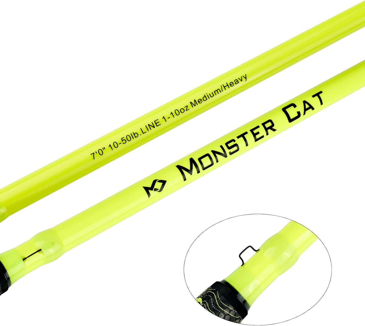 Monster Catfish Fishing Rod - 7' Medium Heavy, 1-Piece Glow in Dark Casting Rod, S-Glass & Carbon Graphite Blend, Durable EVA Foam Super Grip, Catfish Pole for Night Fishing