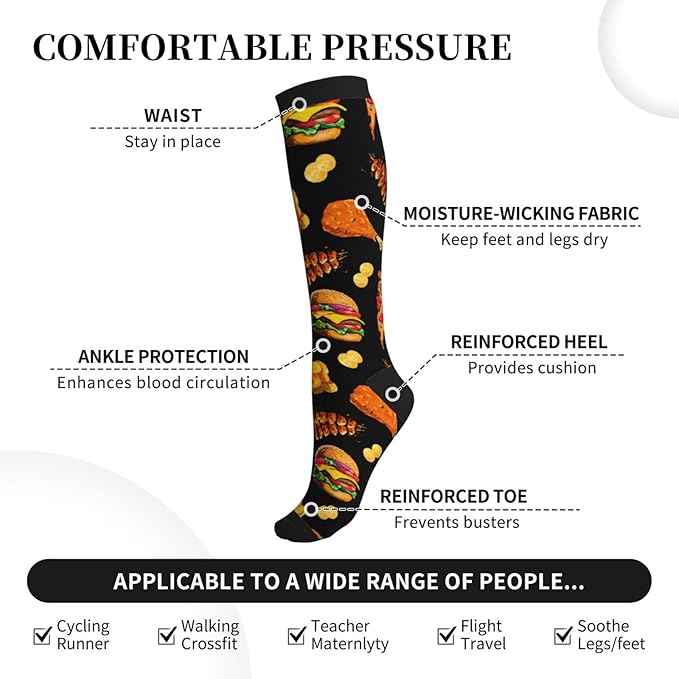 Compression Socks Knee High Circulation Support Socks For Women Men Athletic Running Work Hiking Cycling Travel