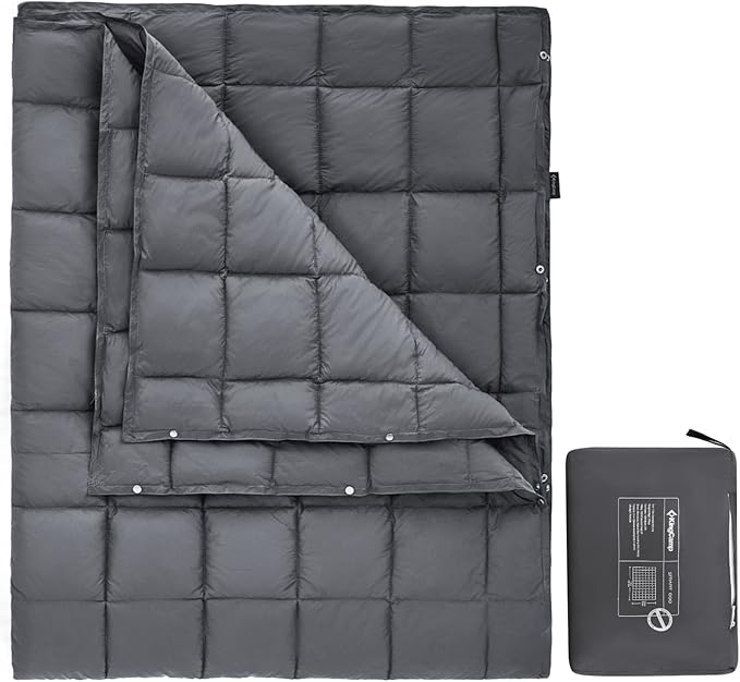 KingCamp Puffy Blankets for Cold Weather Camping, Warm Down Alternative Outdoors Indoors Quilt, Lightweight Compact Packable Windproof Blanket for Stadium, Airplane, Travel, Picnics, Backpacking