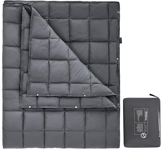 KingCamp Puffy Blankets for Cold Weather Camping, Warm Down Alternative Outdoors Indoors Quilt, Lightweight Compact Packable Windproof Blanket for Stadium, Airplane, Travel, Picnics, Backpacking