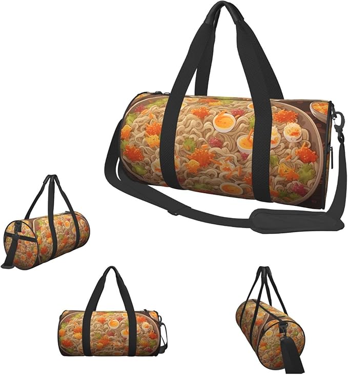 Travel Duffel Bag Lightweight Carry On Weekender Overnight Bags Egg Cup Noodle Ramen Sports Tote Gym Backpack with Adjustable Strap Hospital Bags Foldable Luggage Bag for Women Men