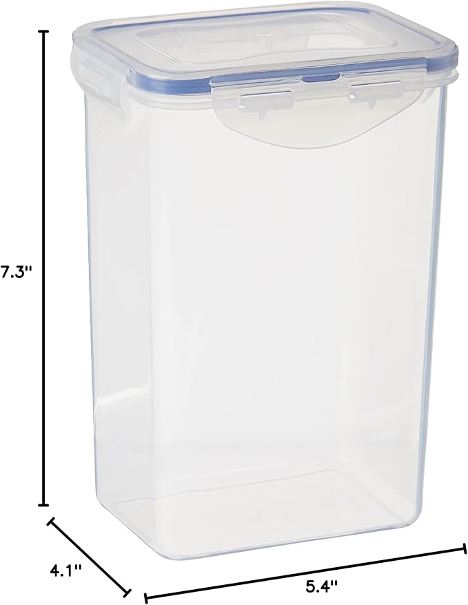 LocknLock Easy Essentials Pantry Rectangular Food Storage Container, 5.5 Cup - Clear (Pack of 3)