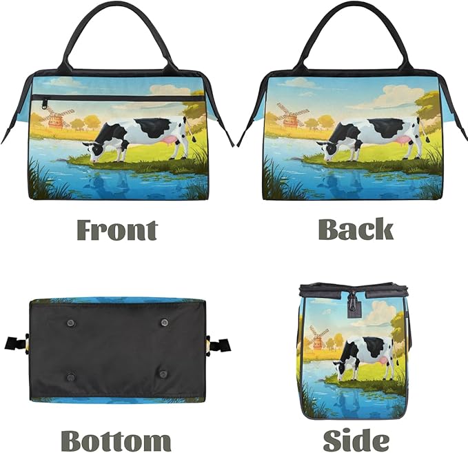 Travel Duffel Bag, Cute Farm Cow Waterproof Sports Gym Duffle Bag, Large Capacity Weekender Carry On Overnight Bags for Women Men
