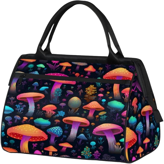 Colorful Mushrooms Overnight Weekender Bag for Women Men Travel Duffel Bags Waterproof Luggage Carry on Sports Yoga Gym Bag