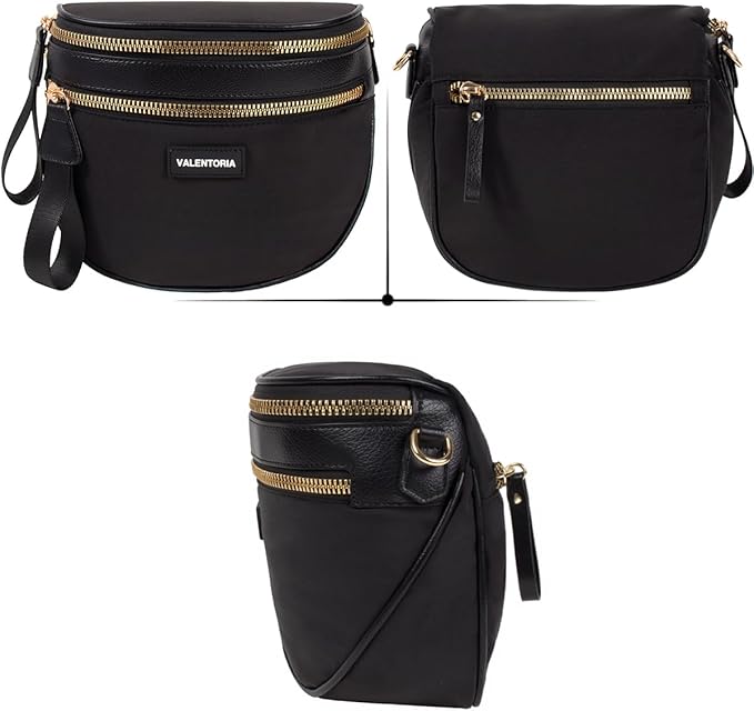 Nylon Crossbody Bags for Women Spacious Bum Bags for Women Crossbody Large Fanny Pack for Men with Removable Wallets Purse Belt Pouch (Black)