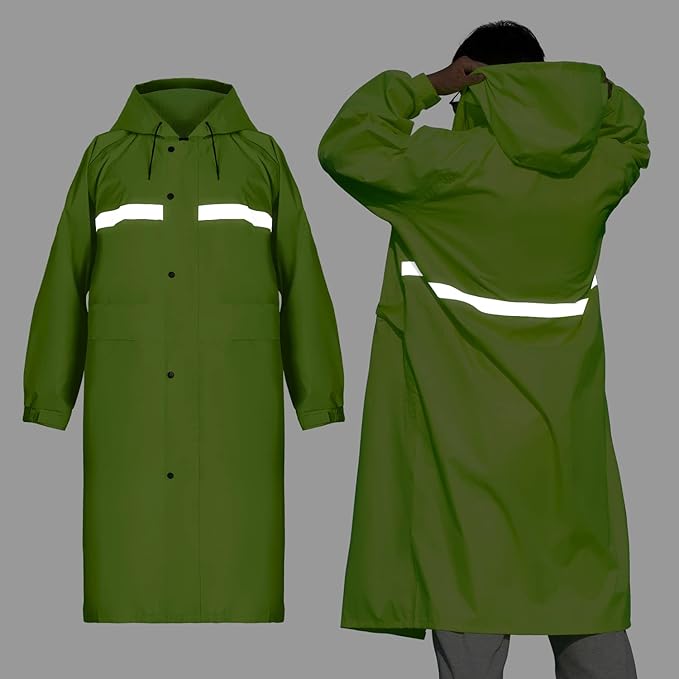 Coralrain Long Hooded Raincoat Safety Waterproof Emergency Rain Jacket Poncho for Men Women Adults