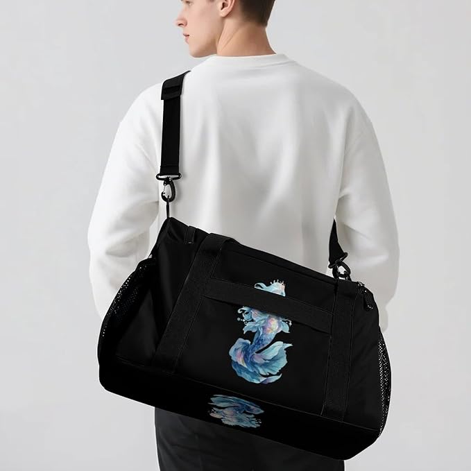 Magical Mermaid Duffle Bag Gym Bag for Workout Travel Tote with Detachable Straps